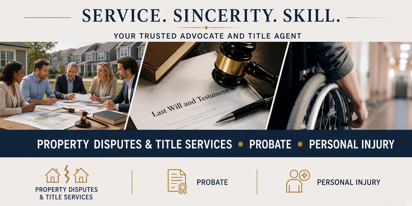 Banner reference showing legal practice areas and polished law firm styling